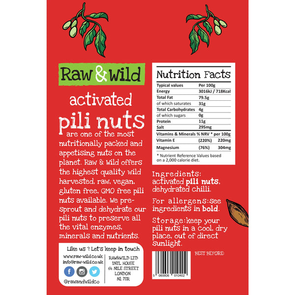 Activated Chilli Pili Nuts 22gr Raw & Wild