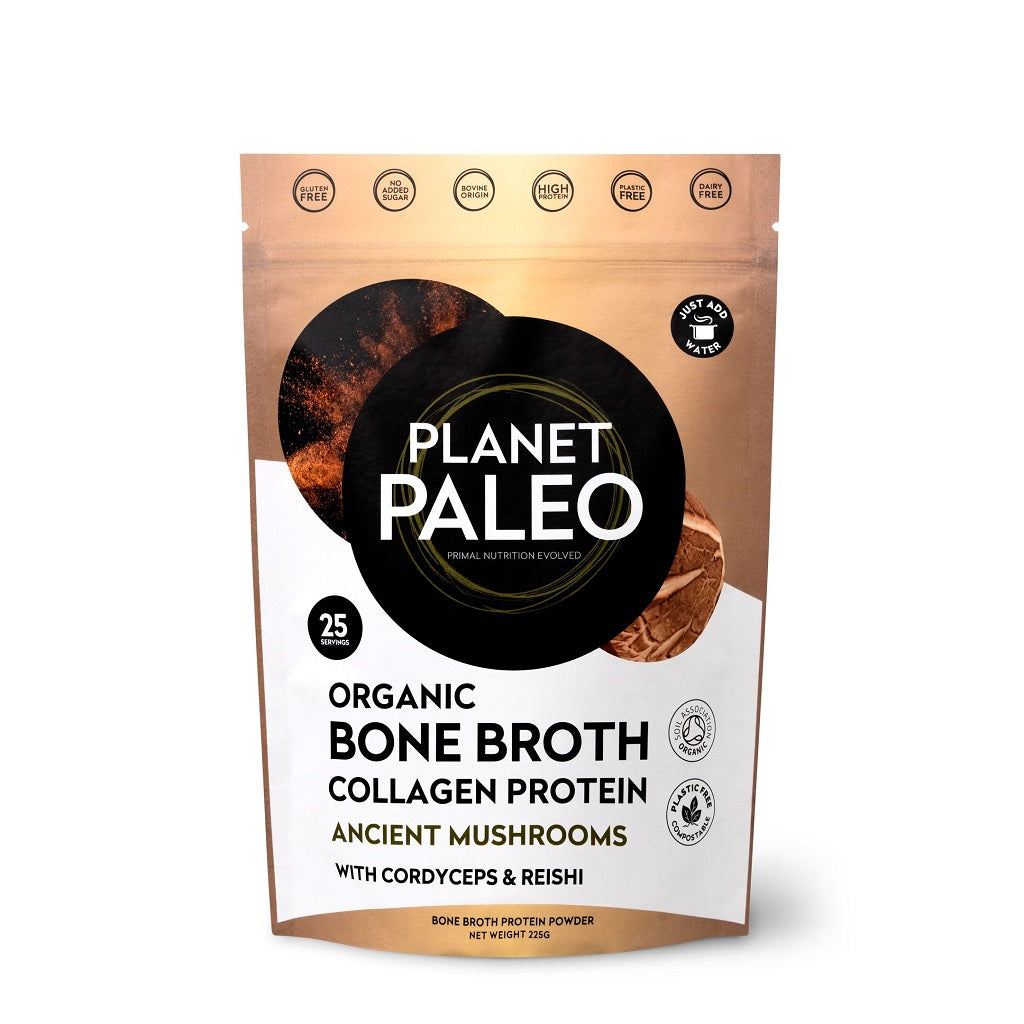 Planet Paleo <br>Organic Bone Broth Collagen Protein - Ancient Mushroom 225g
