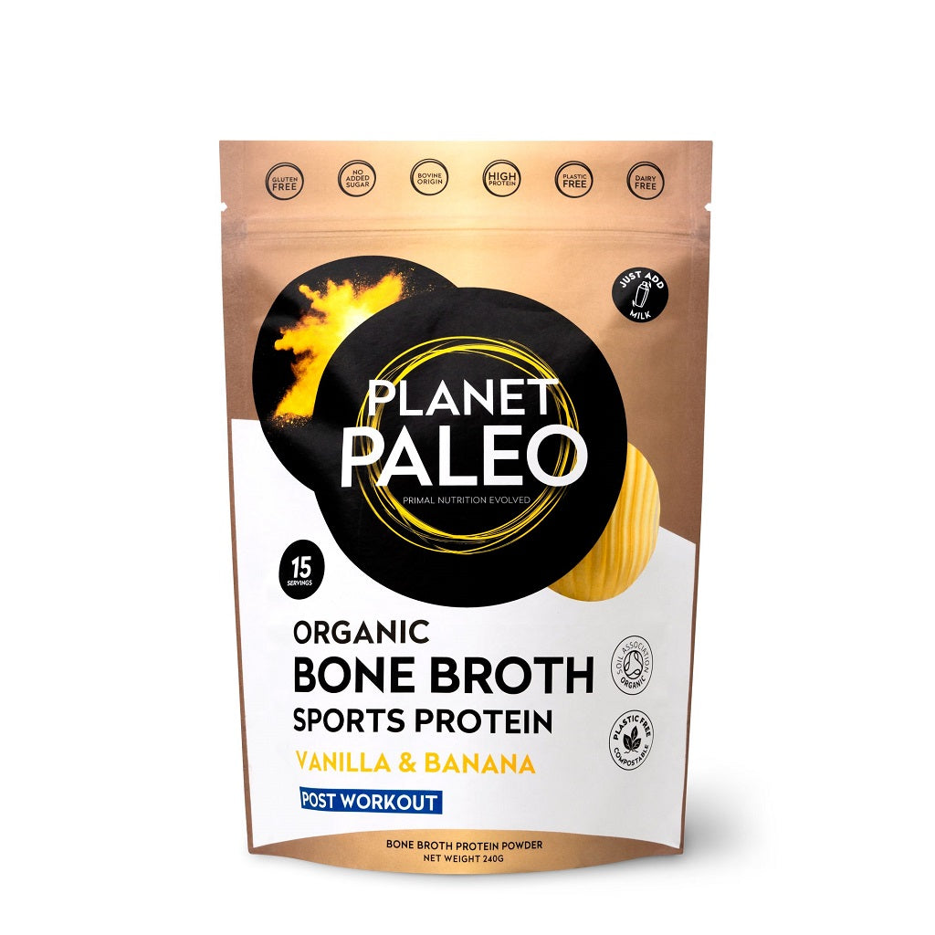 Bio-Knochenbrühe Sportprotein - Vanille & Banane 240gr