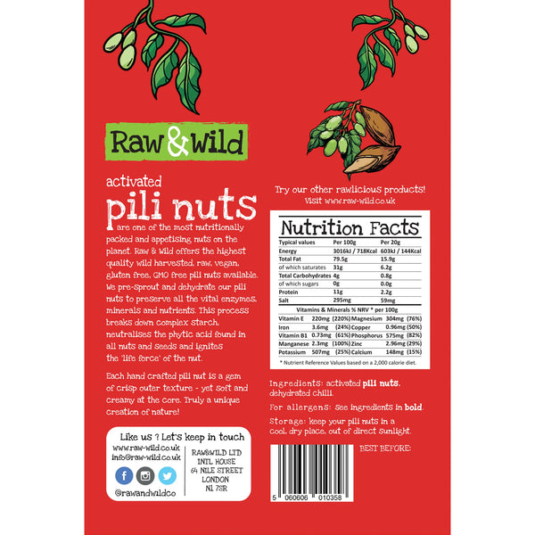 Activated Chilli Pili Nuts 70gr Raw & Wild