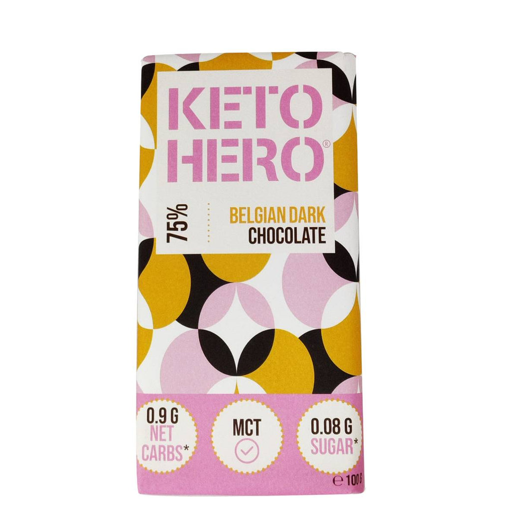 KETO-HERO<br> Belgische 75 % dunkle Schokolade 100gr