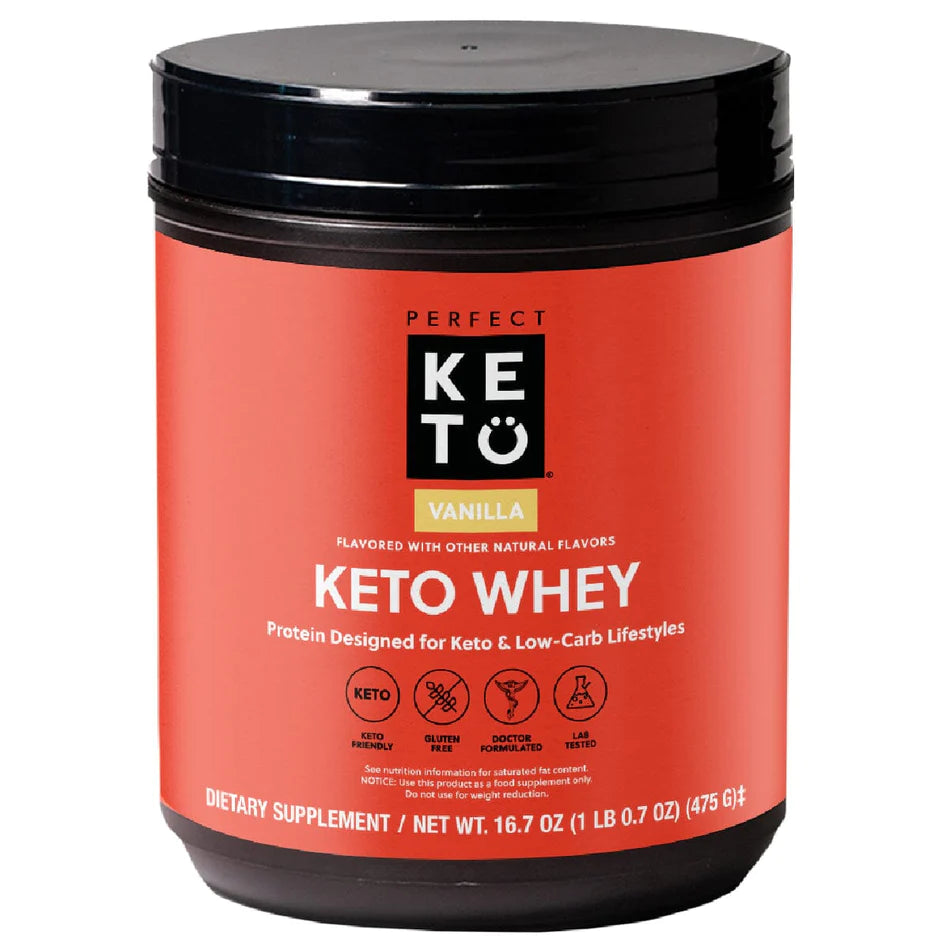 Perfect Keto <br> Poudre de protéines de lactosérum MCT Vanille