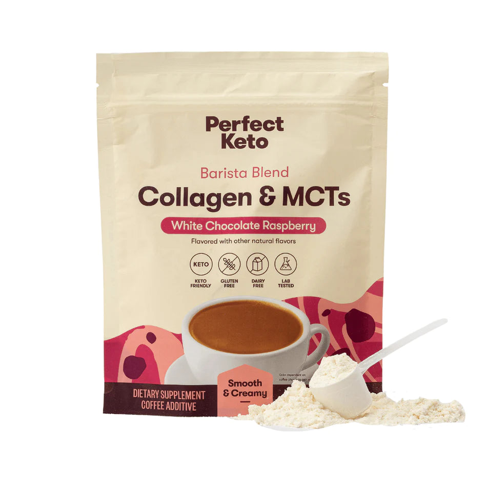 Keto Collagen & MCT Barista White Choc Raspberry (238g)