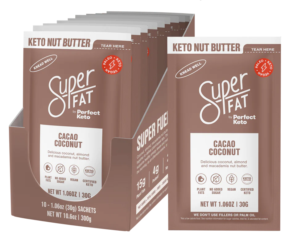 SuperFat<br> Keto-Nussbutter-Kakao-Kokosnuss x10