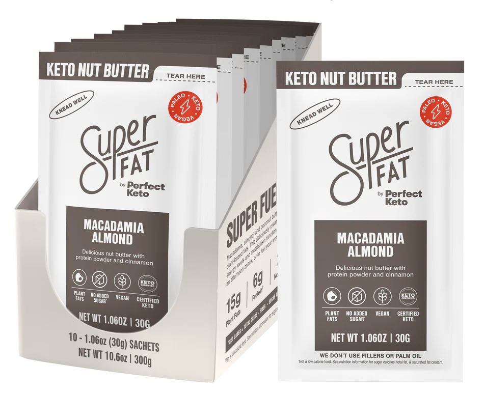 SuperFat<br> Keto-Nussbutter Macadamia-Mandel x10