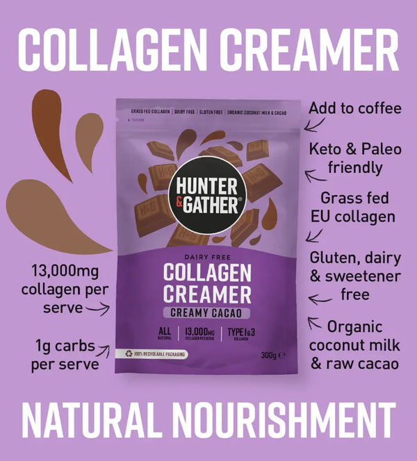 Keto Collagen Creamer Cacao Hunter & Gather 300g Perfect Keto