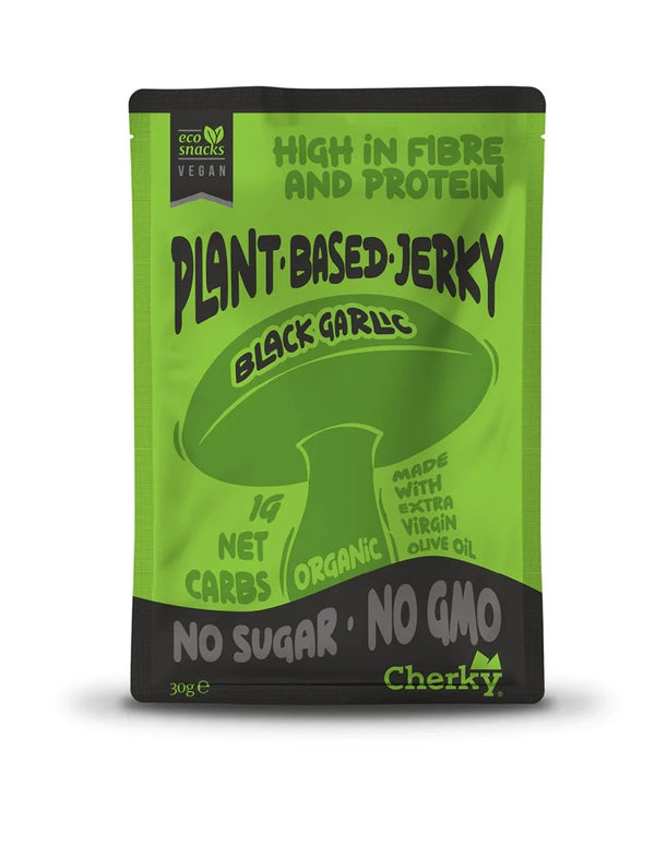 Bio Plant Based Jerky Black Garlic 30gr x10 Cherky Foods