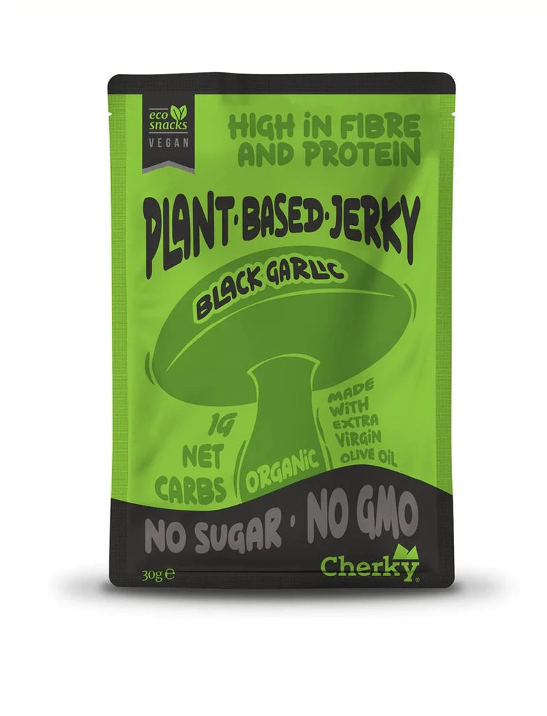 Cherky Foods <br>Bio Plantaardige Jerky Zwarte Knoflook
