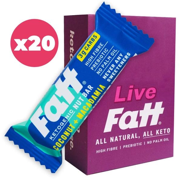 Live Fatt Keto Bar Coconut Macadamia Live Fatt 30g x20 01900021 KetoFitShop