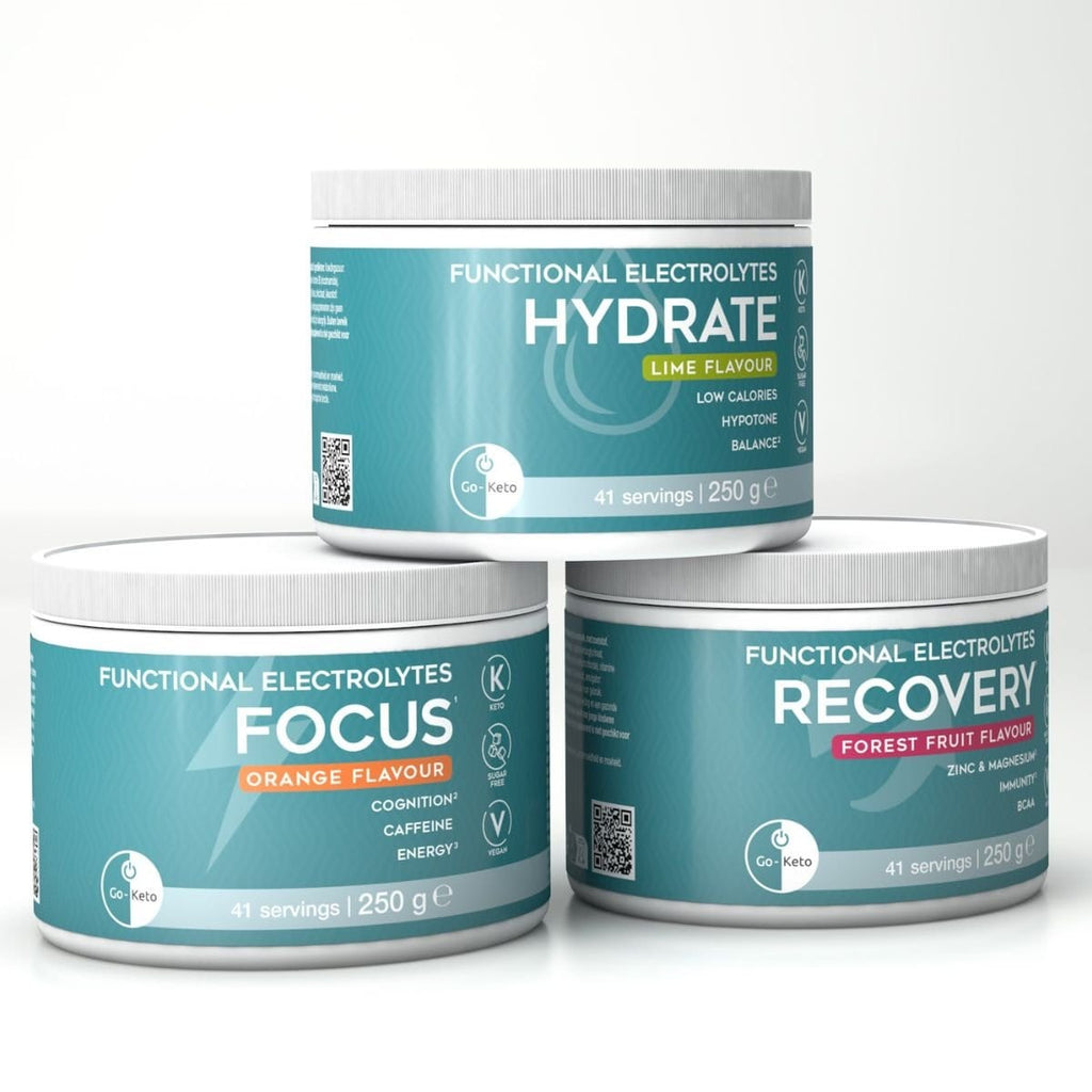 Tri-Boost Functional Electrolytes Bundle – Hydrate. Focus. Recover.