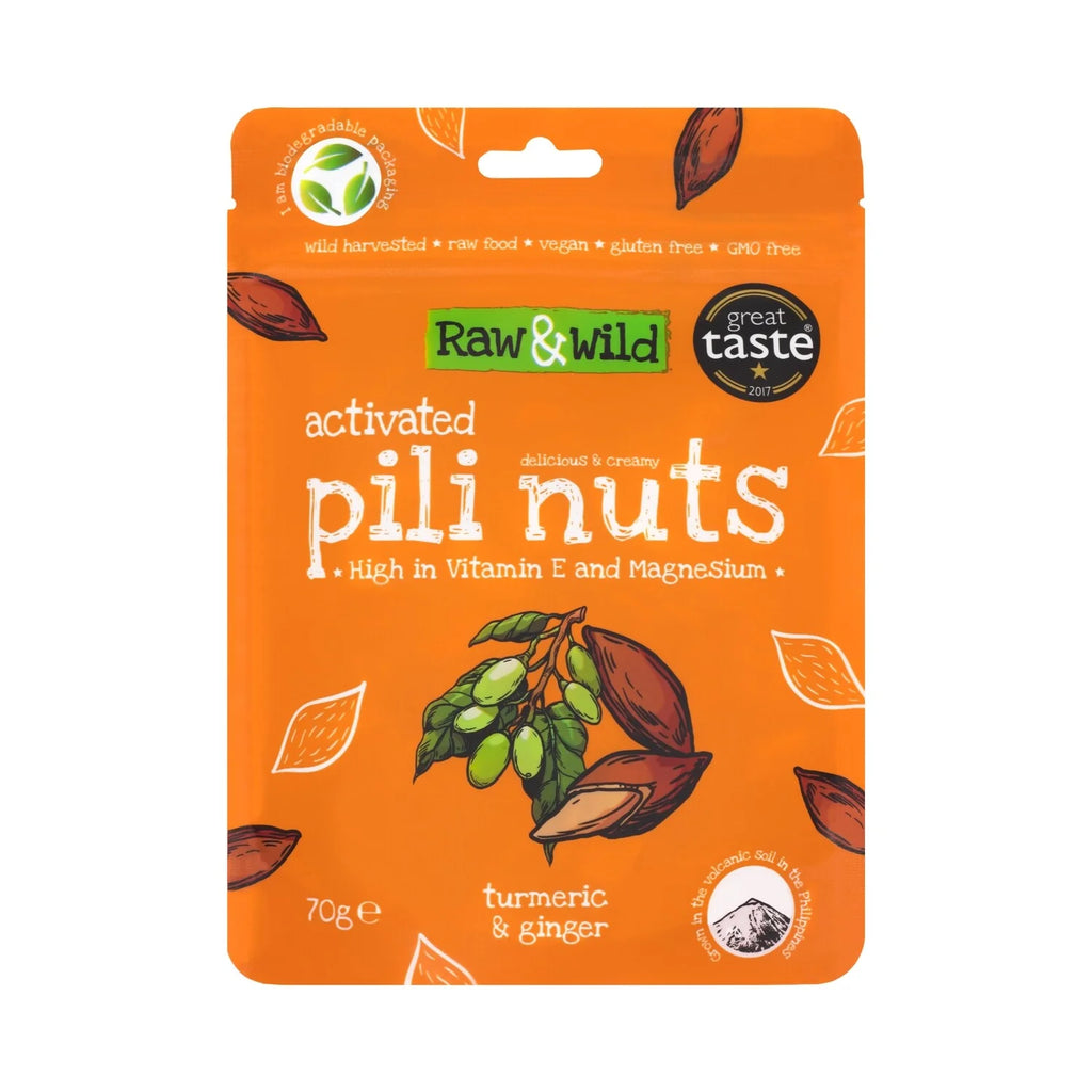 Activated Turmeric & Ginger Pili Nuts 70gr Raw & Wild