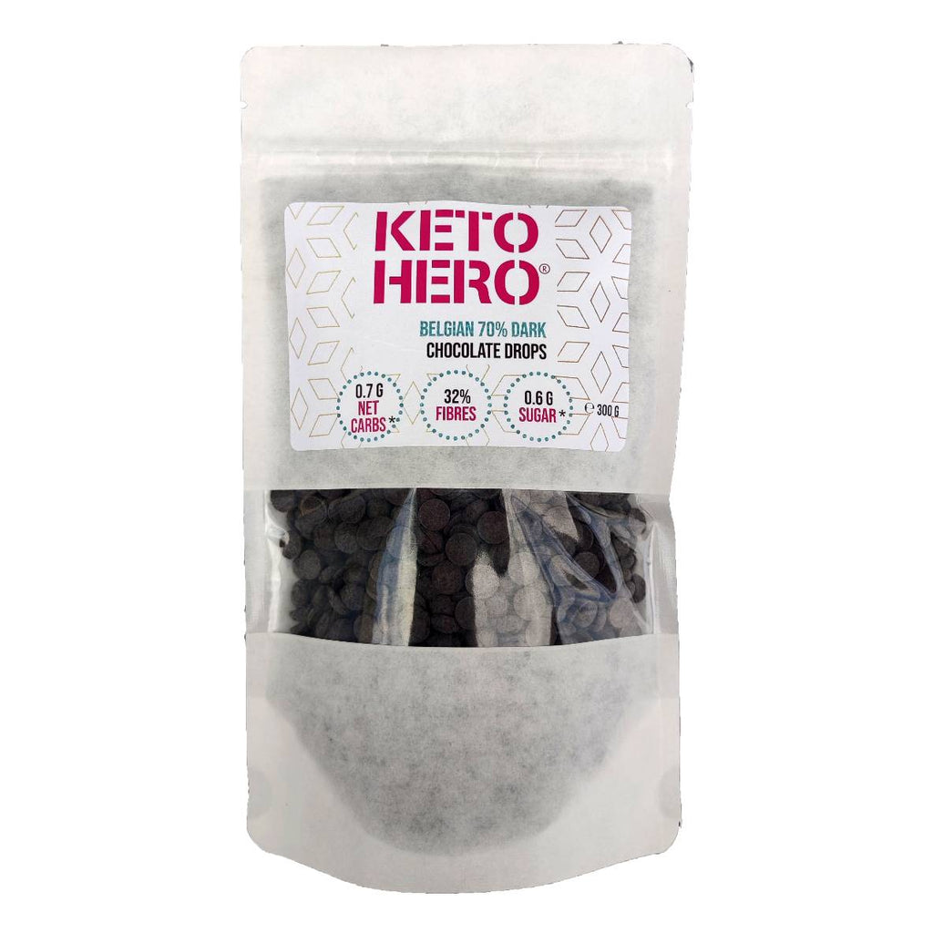 70% Dark Belgian Chocolate Drops 300gr Keto-Hero
